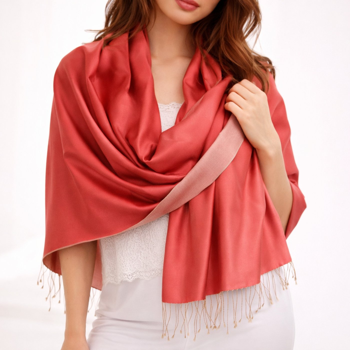 Seidenschal Larina Koralle shirinsehan.com