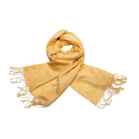 Schal aus Cashmere Seide mit eingewebtem Hirsch, Gelb Shirin Sehan