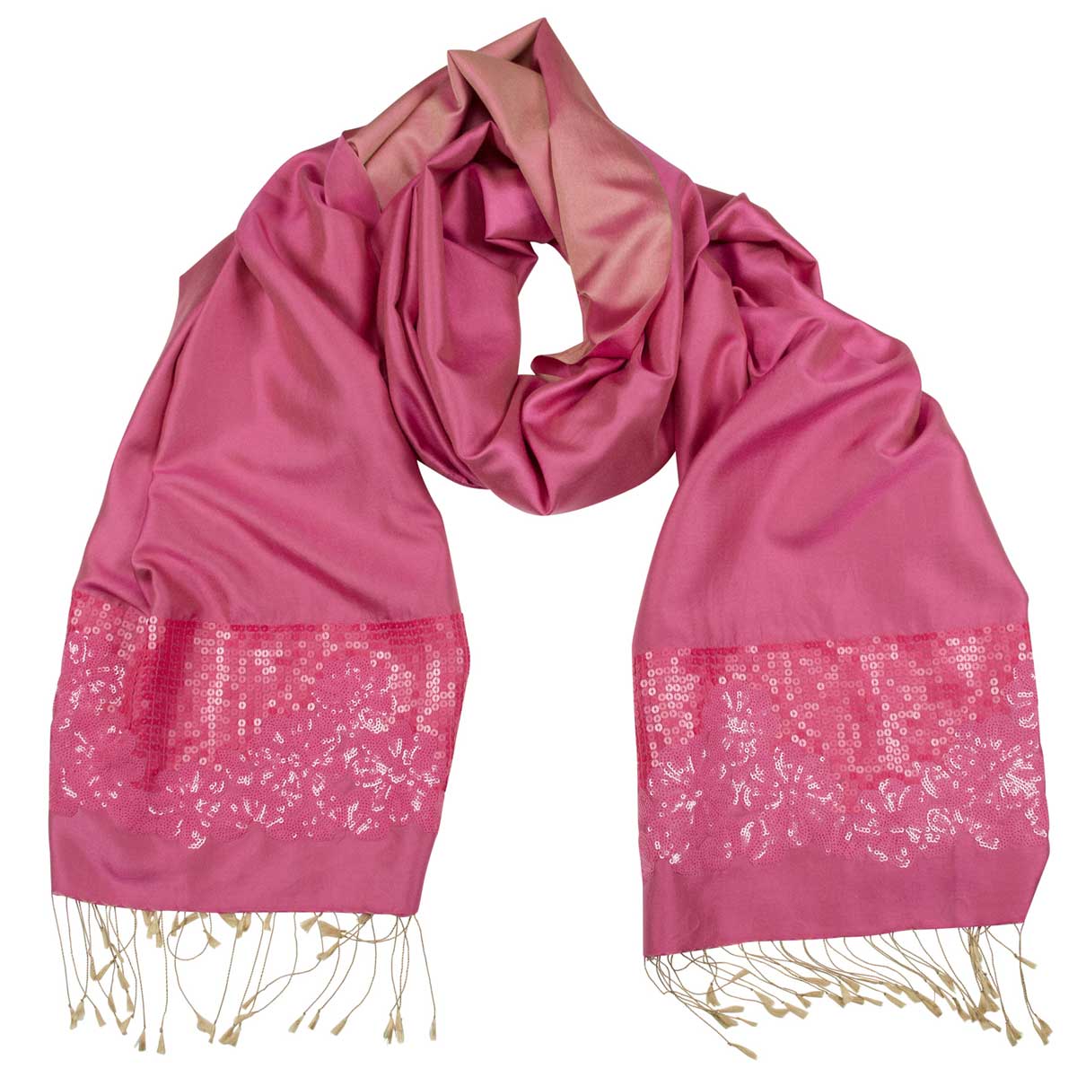 Bestickter Pailletten Seidenschal Janice Pink shirinsehan.com