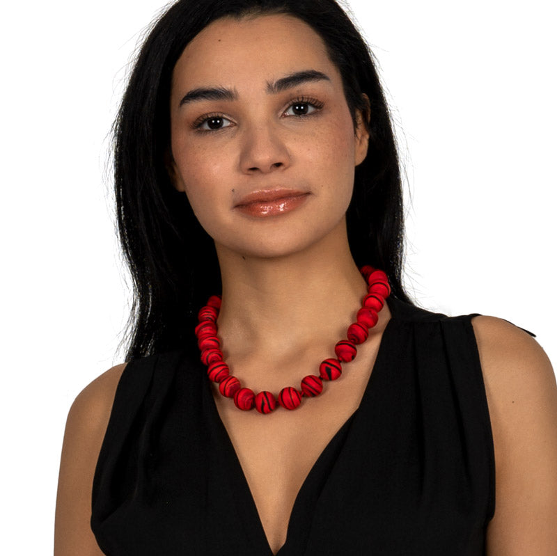 Collier Rahel aus Murano Perlen Rot Schwarz shirinsehan.com