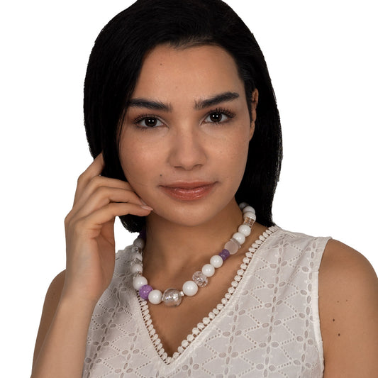 Collier Ida aus Achat, Bergkristall und Amethyst shirinsehan.com