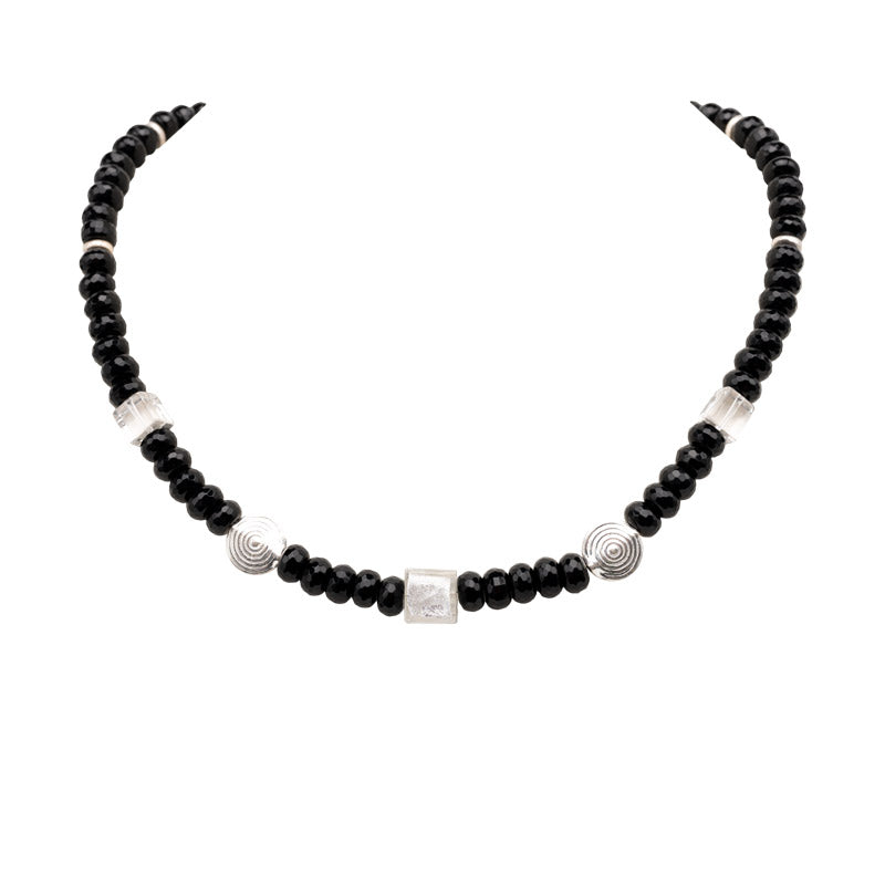 Collier Priya schwarzer Onyx und Bergkristall shirinsehan.com