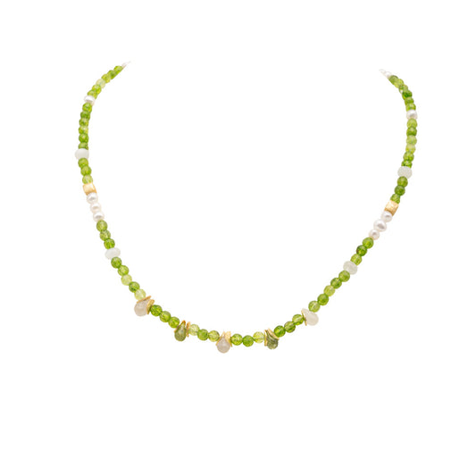 Collier Sanja mit Peridot- und Mondsteintropfen shirinsehan.com