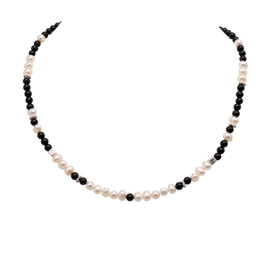 Onyx und Süßwasserperlen Collier Fenja shirinsehan.com