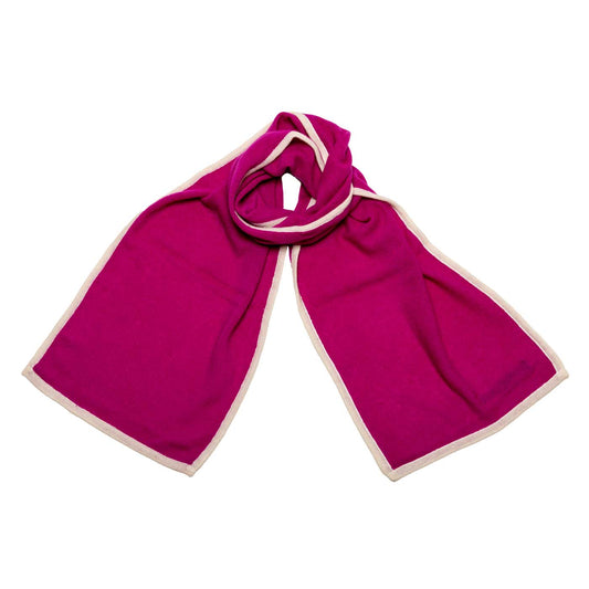Zweifarbiger Cashmere Strick Schal Pink mit Wollweiß shirinsehan.com