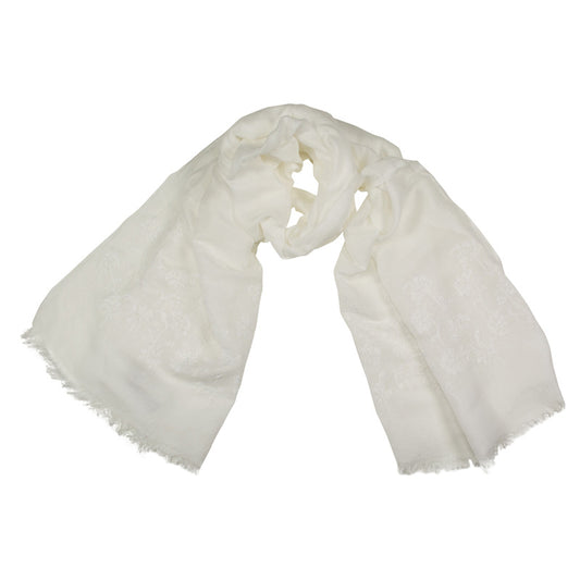 Tonig bestickter Schal in Weiß aus Leinen und Modal shirinsehan.com