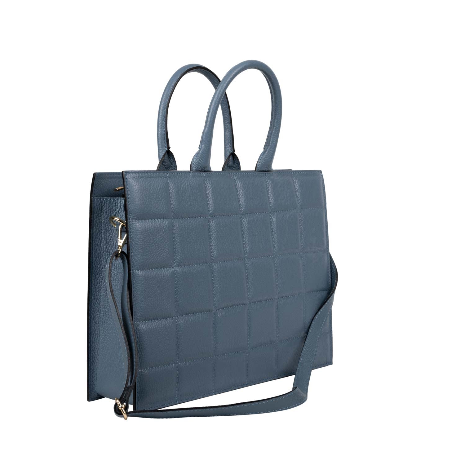 Business Tasche Tiziana Blau aus gestepptem Leder shirinsehan.com