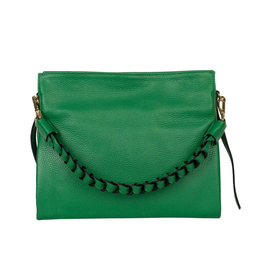 Handtasche Mira Grün mit geflochtenem Ledergriff shirinsehan.com