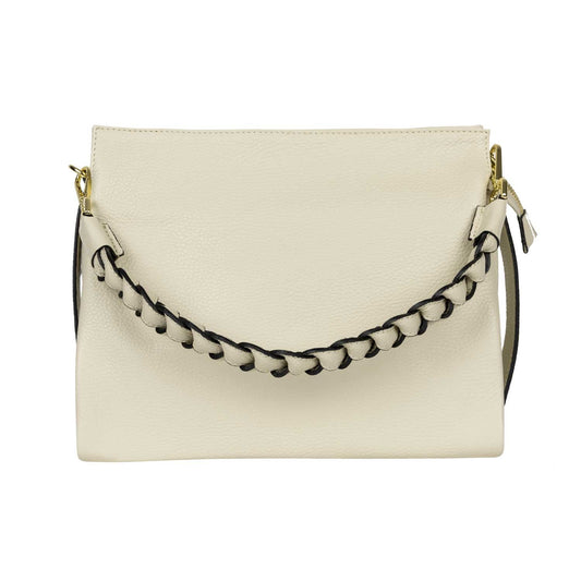 Handtasche Mira mit geflochtenem Ledergriff Beige shirinsehan.com